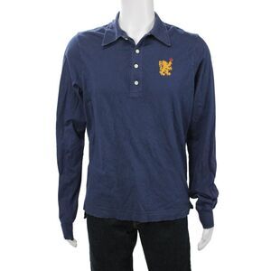 Dsquared2 Mens Long Sleeves Polo Shirt Navy Blue Cotton Size Large